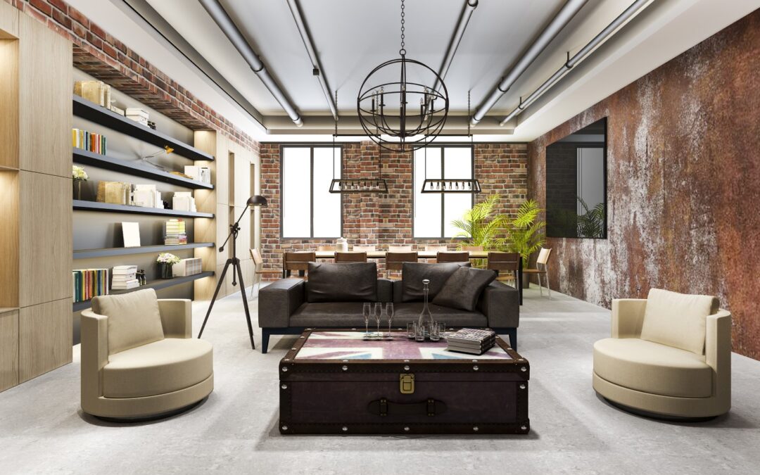 Indusztriális lakberendezési stílus nappali 2